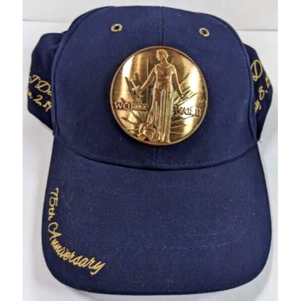 World War II Veterans Committee 75th Anniversary Dk Blue Hat/Baseball Cap Emblem